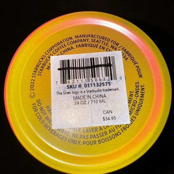 Starbucks 2022 Summer Mango Orange Pink Ombre Stainless Tumbler 24oz Venti Cup - Picture 5 of 5